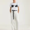 T-Shirt in Cotton with Cutaway Bra Print