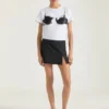 T-Shirt in Cotton with Cutaway Bra Print