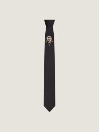 Tie in Silk with Pearls and Crystals Embroidery