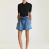 Cropped Polo in Second Skin Effect Knit