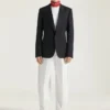 Fitted Tuxedo Jacket in Wool Mohair